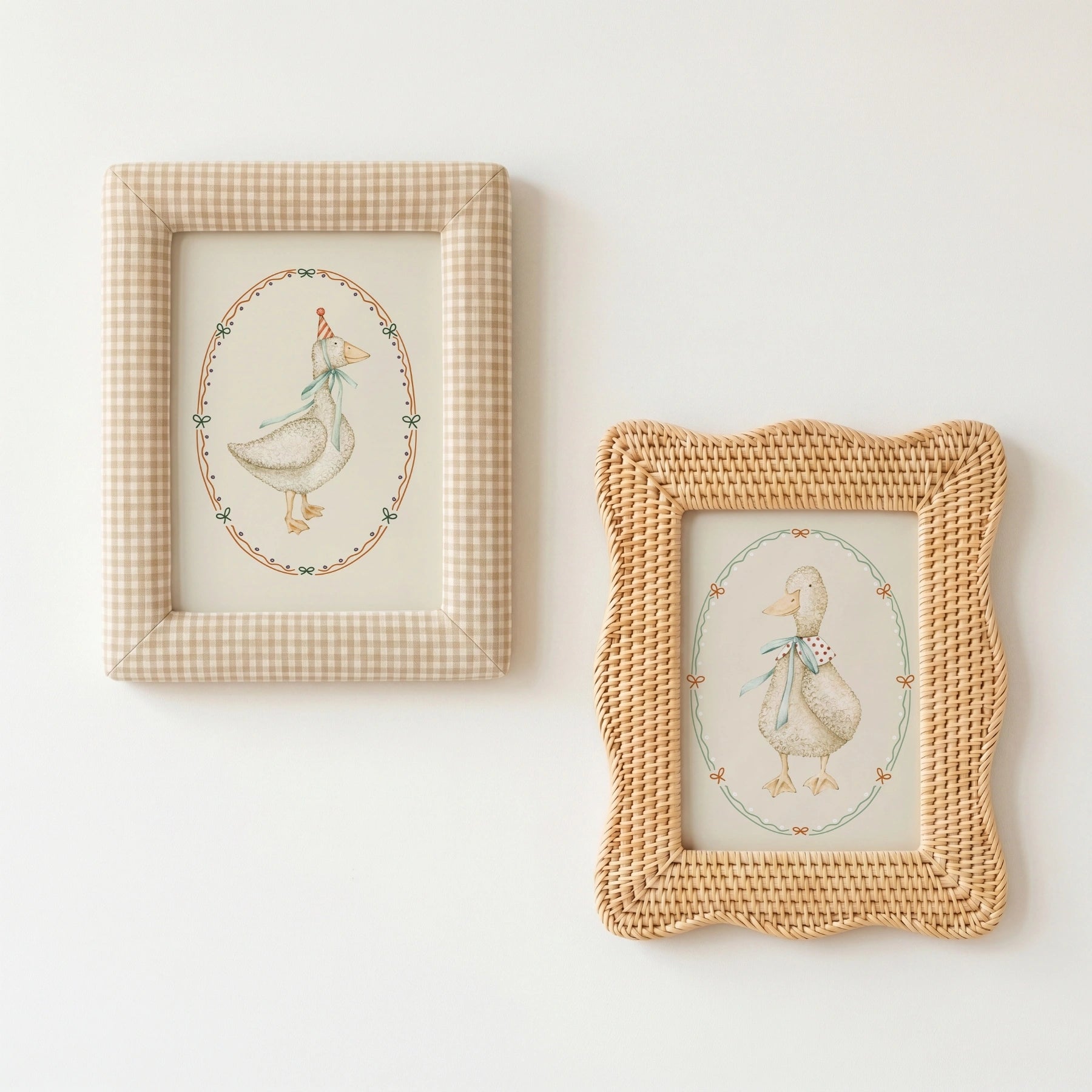 Set di 2 stampe da parete con oche per cameretta bambini