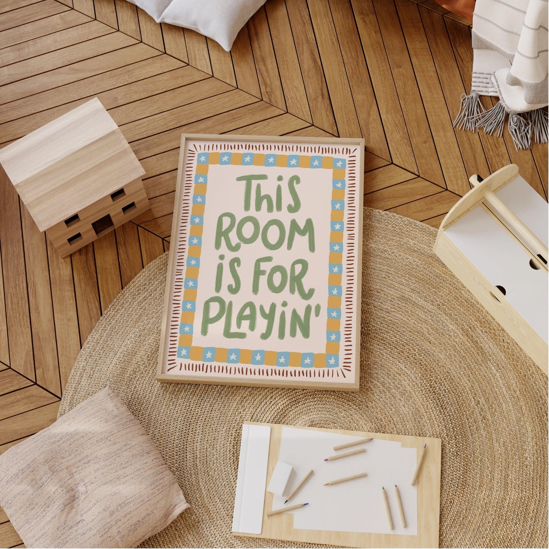 This Room Is For Playin Nursery Wall Art, Colorful Kids Decor