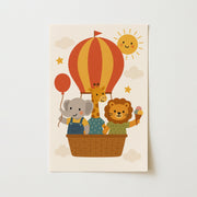 Animals on Hot Air Balloon – Nursery & kids wall art