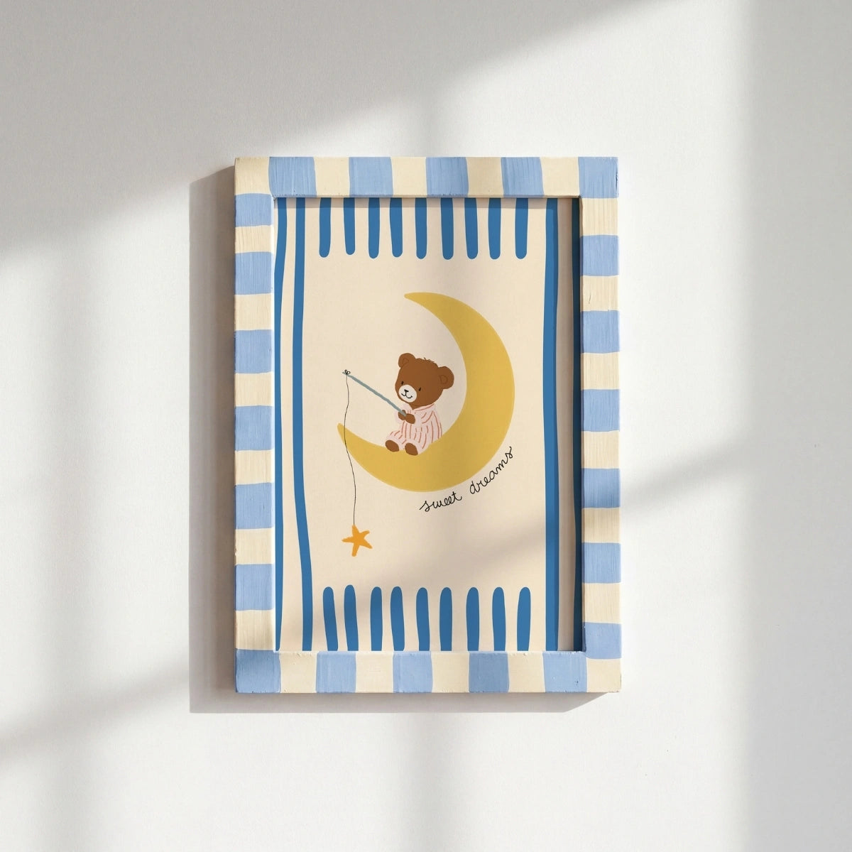 Bear Moon Nursery Wall Art, Colorful Kids Decor