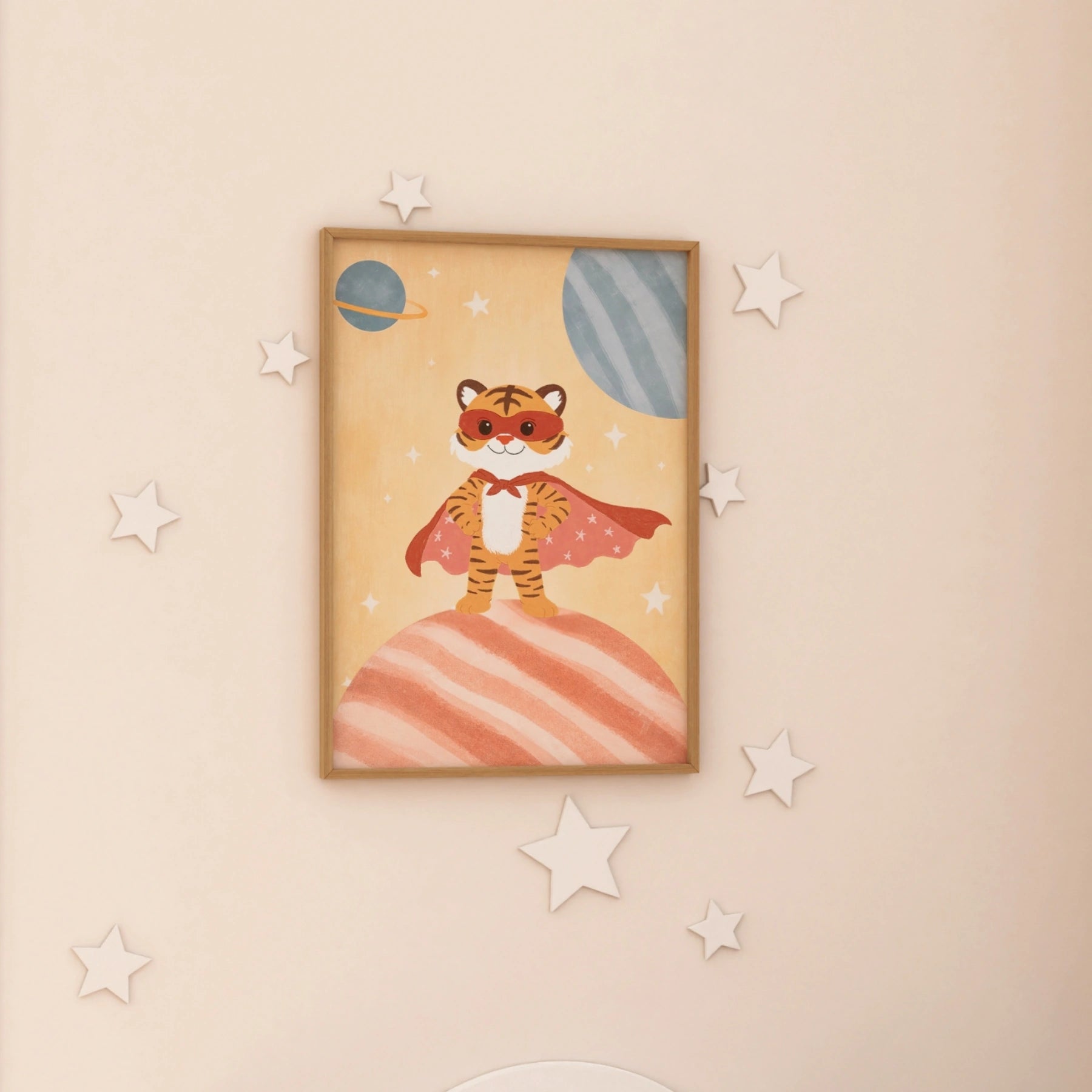 Superhero Tiger Space Nursery Wall Art
