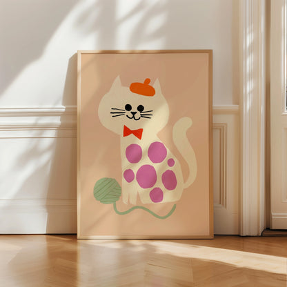 Cat Nursery Print – Cute Kitten Wall Art for Kids Room