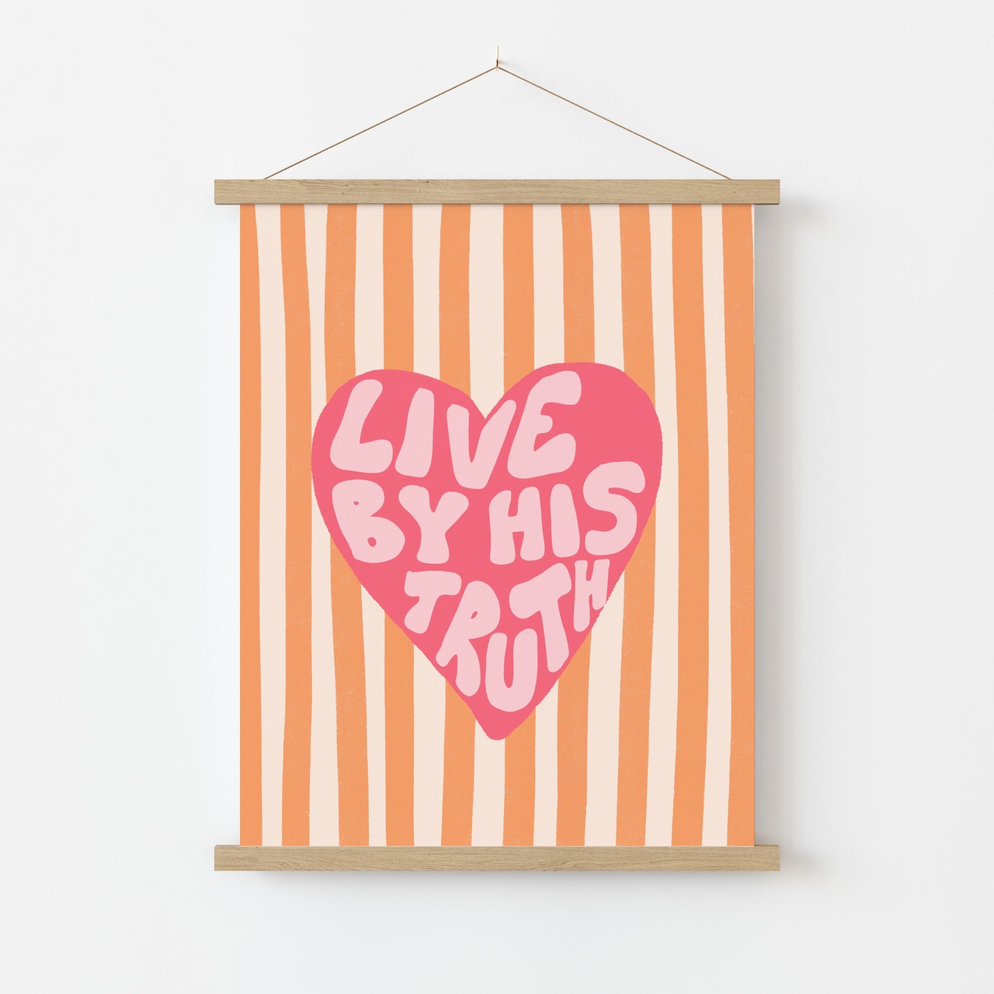 Live by His Truth Print – Christian Heart Wall Art, Christian Wall Decor