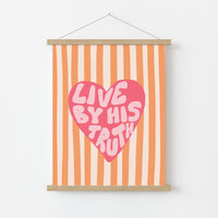 Live by His Truth Print – Christian Heart Wall Art, Christian Wall Decor