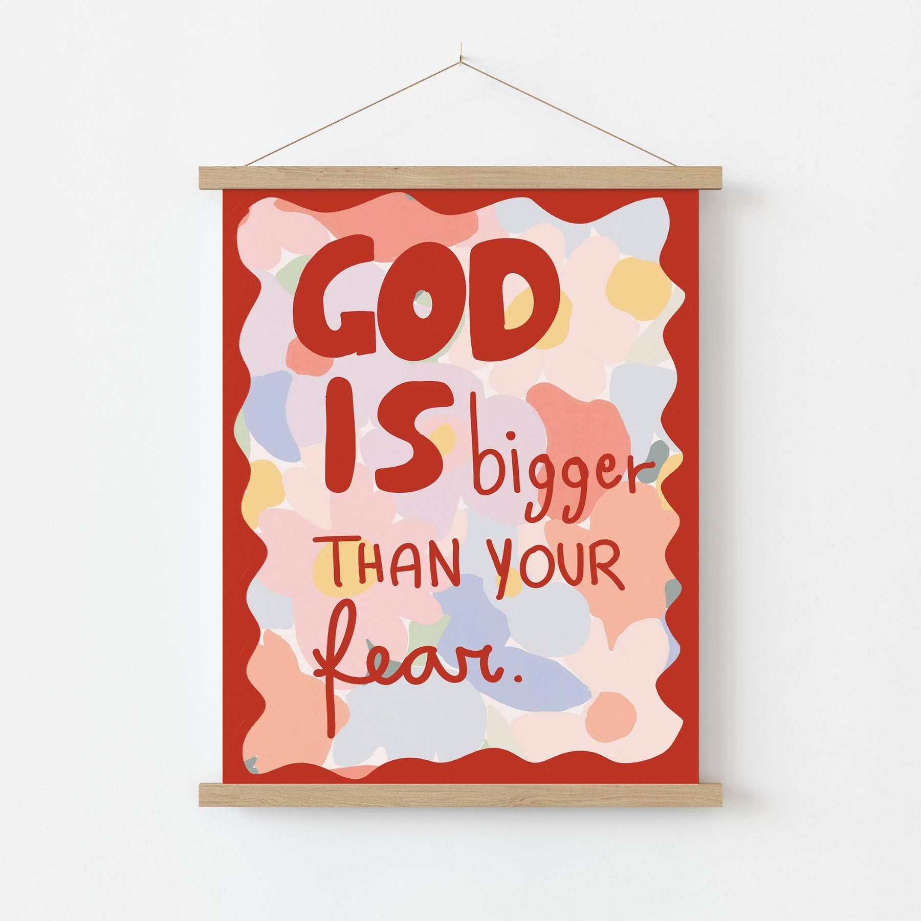 God Is Bigger Christian Wall Art – Bold Colorful Faith Print