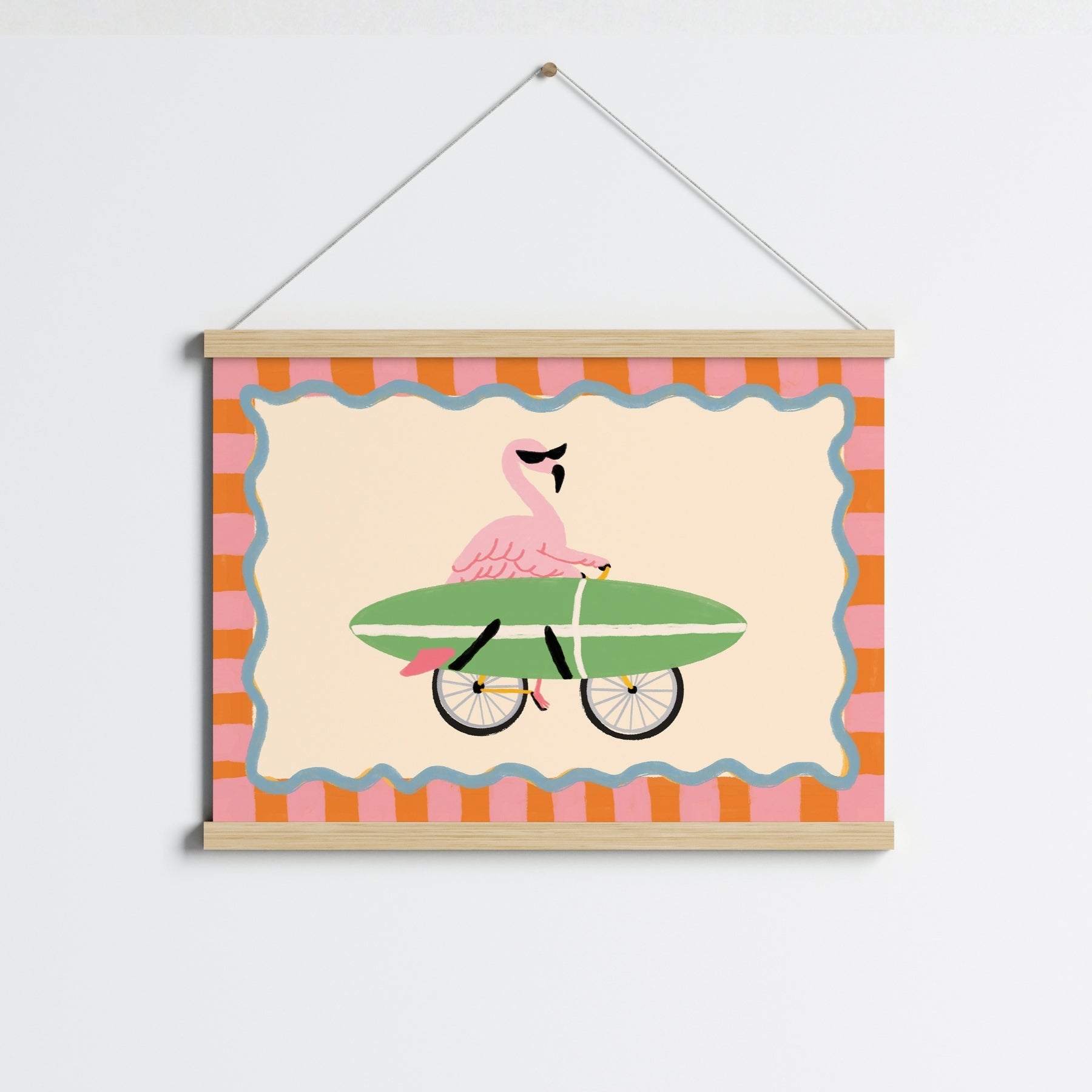 Stampa artistica da parete Flamingo Surf