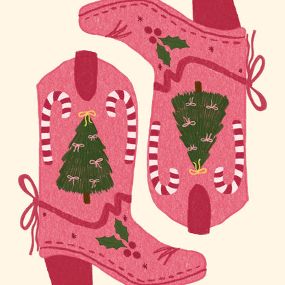 Christmas Cowboy Boots Poster