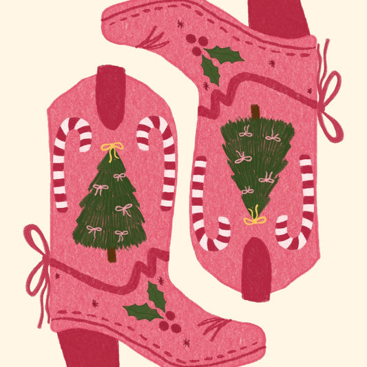Christmas Cowboy Boots Poster