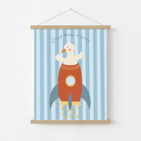 Arte da parete per bambini di Oca buffa nello spazio