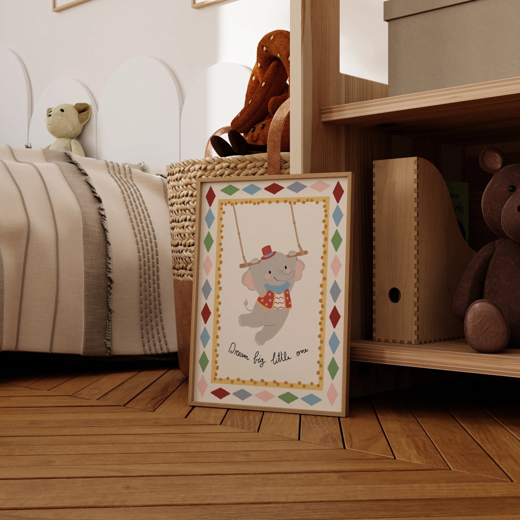 Lámina nursery con elefante de circo