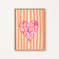 Live by His Truth Print – Christian Heart Wall Art, Christian Wall Decor