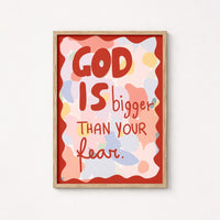 God Is Bigger Christian Wall Art – Bold Colorful Faith Print