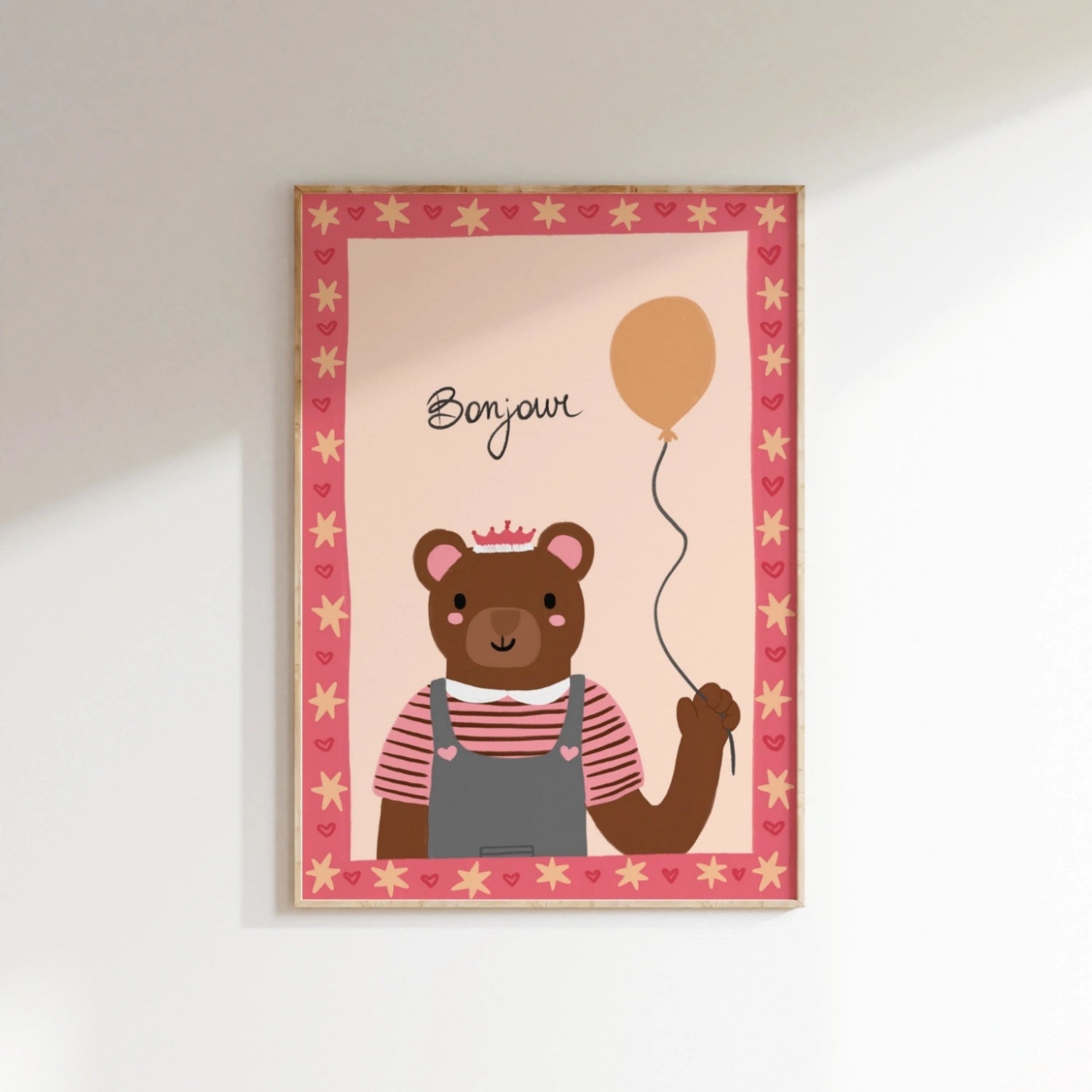 Pink Nursery Decor with Balloon, Girls Room Decor