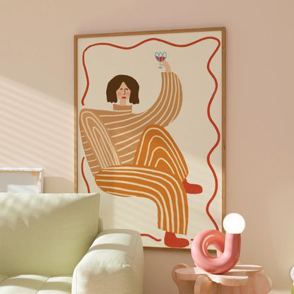 Cheers Moment Boho Wall Art – Playful Lounge Scene