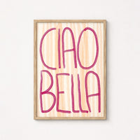 Arte de Pared Ciao Bella – Impresión de Tipografía Italiana Audaz