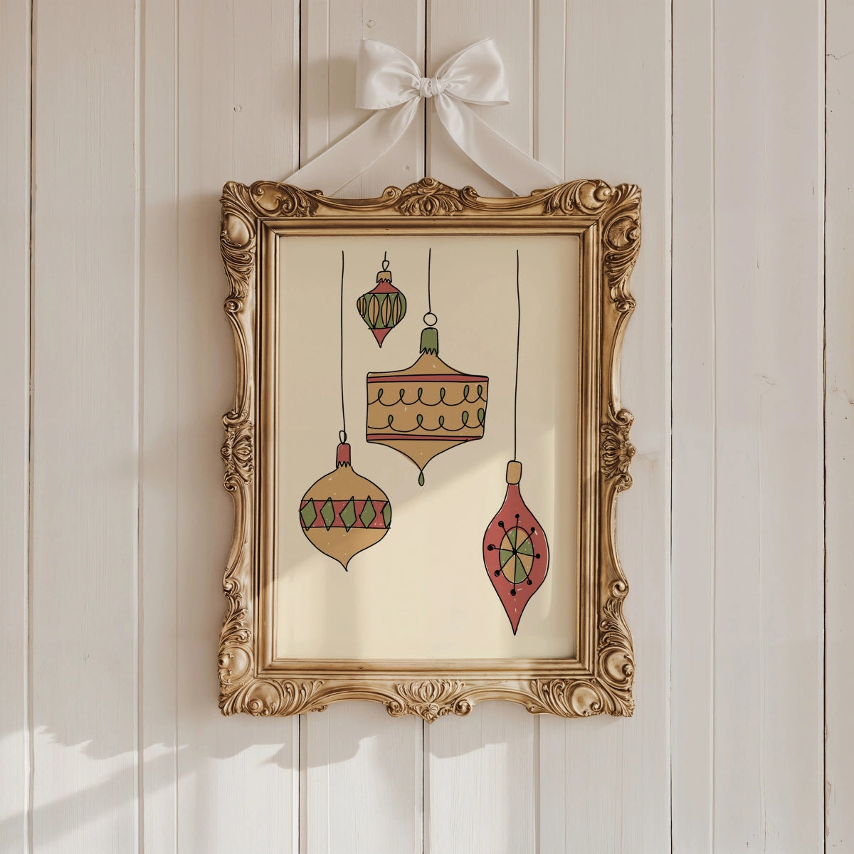 Vintage Christmas Ornaments Print