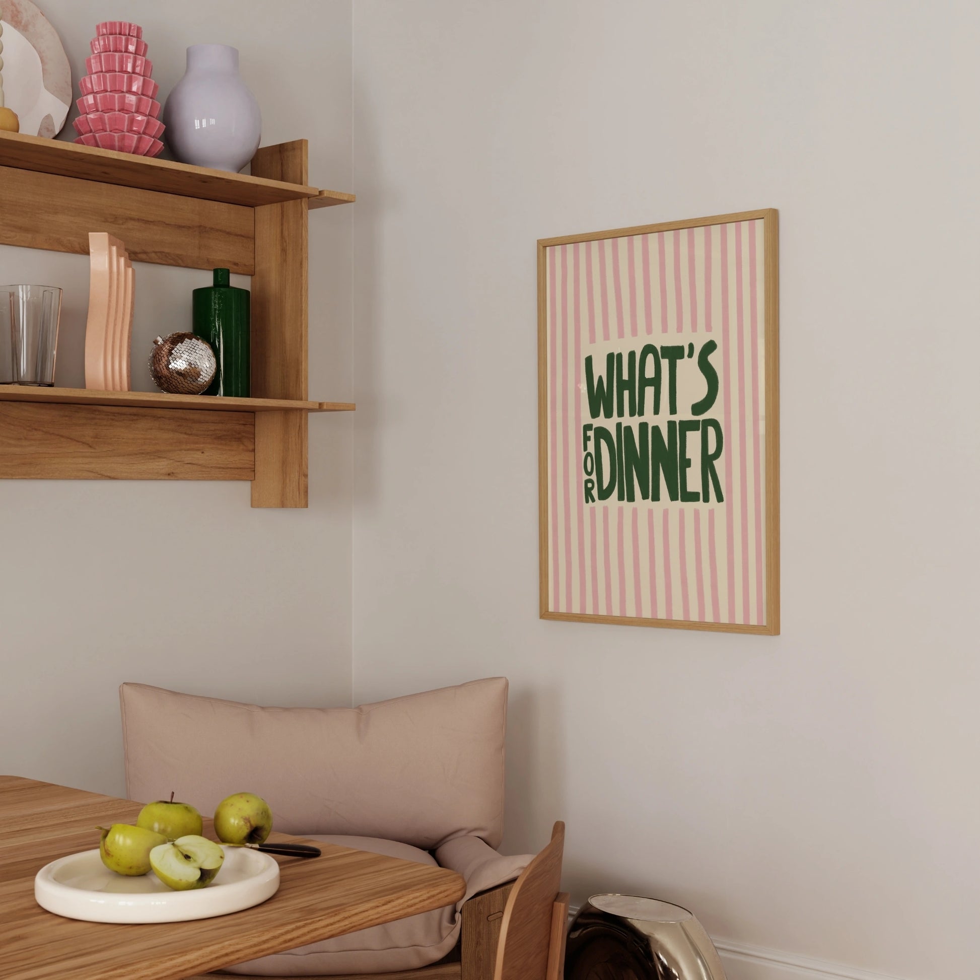 Decorazione murale per la tavola da pranzo italiana – Stampa di pasta, vino e cucina