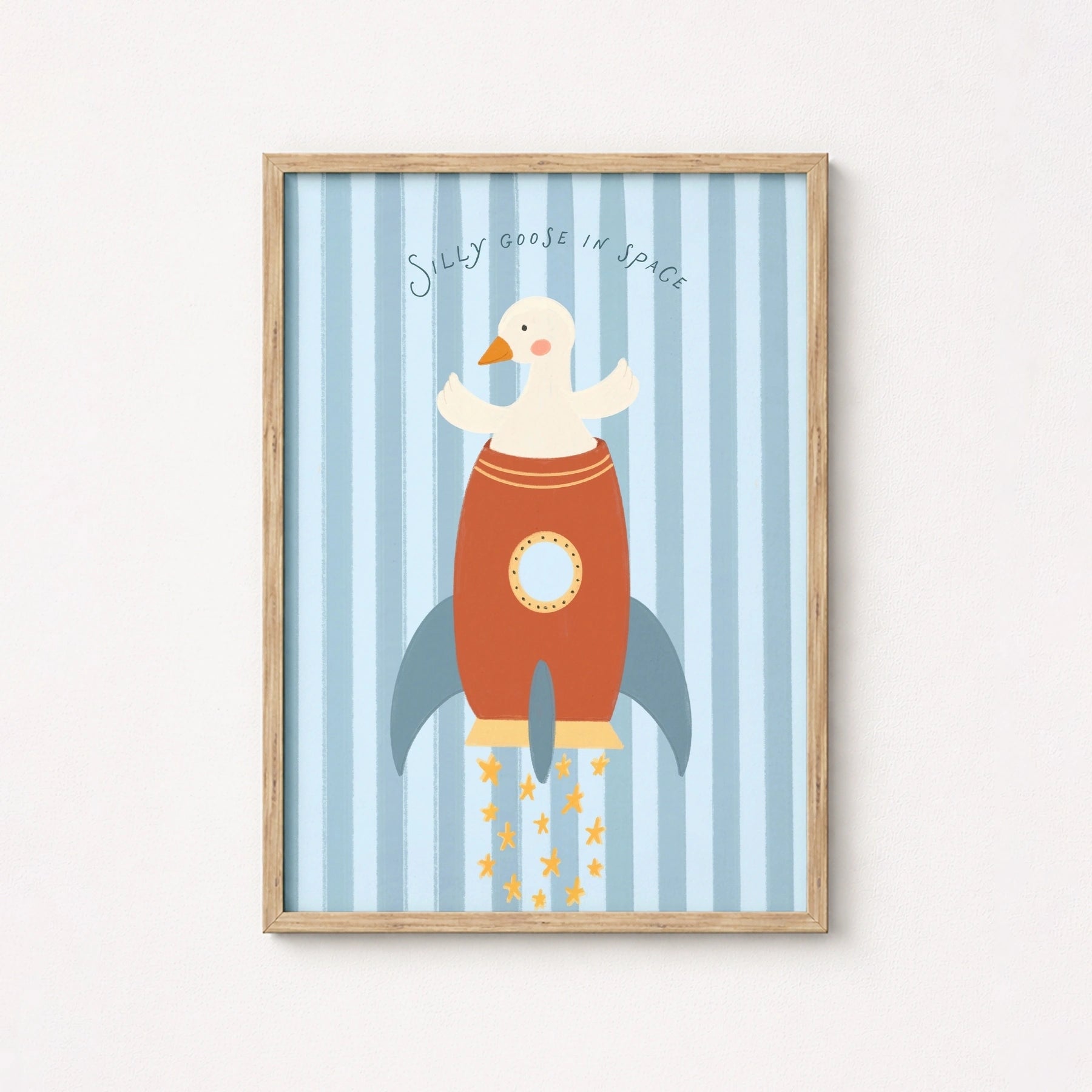 Arte da parete per bambini di Oca buffa nello spazio