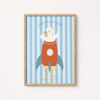 Arte da parete per bambini di Oca buffa nello spazio