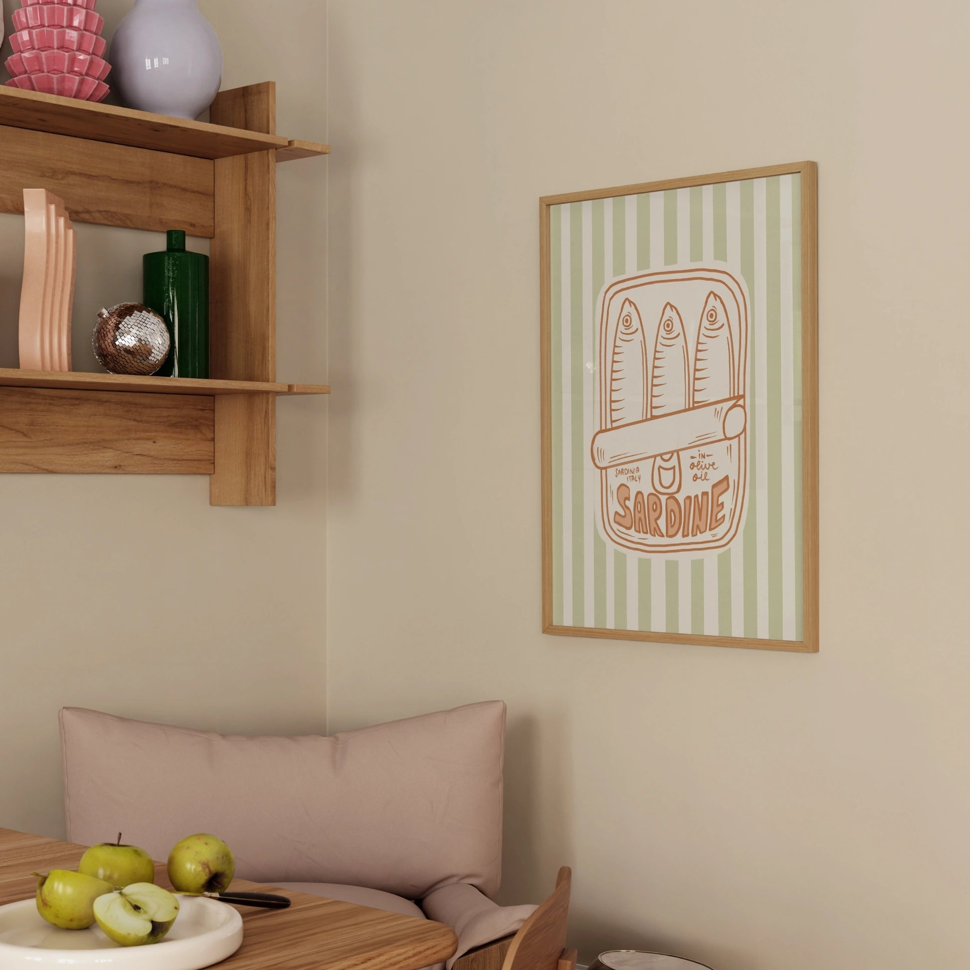 Decorazione murale per la tavola da pranzo italiana – Stampa di pasta, vino e cucina