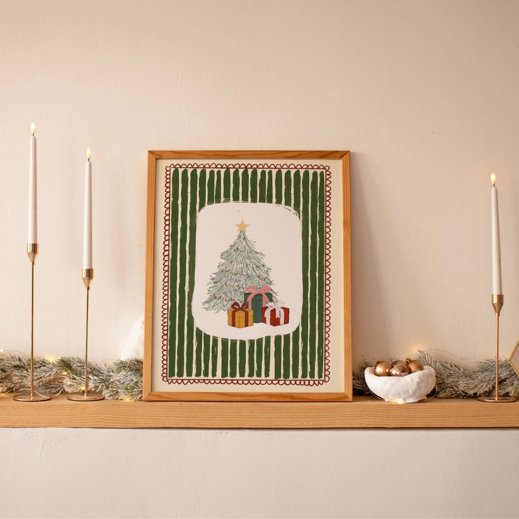 Klassische Weihnachtsbaum-Wandkunst