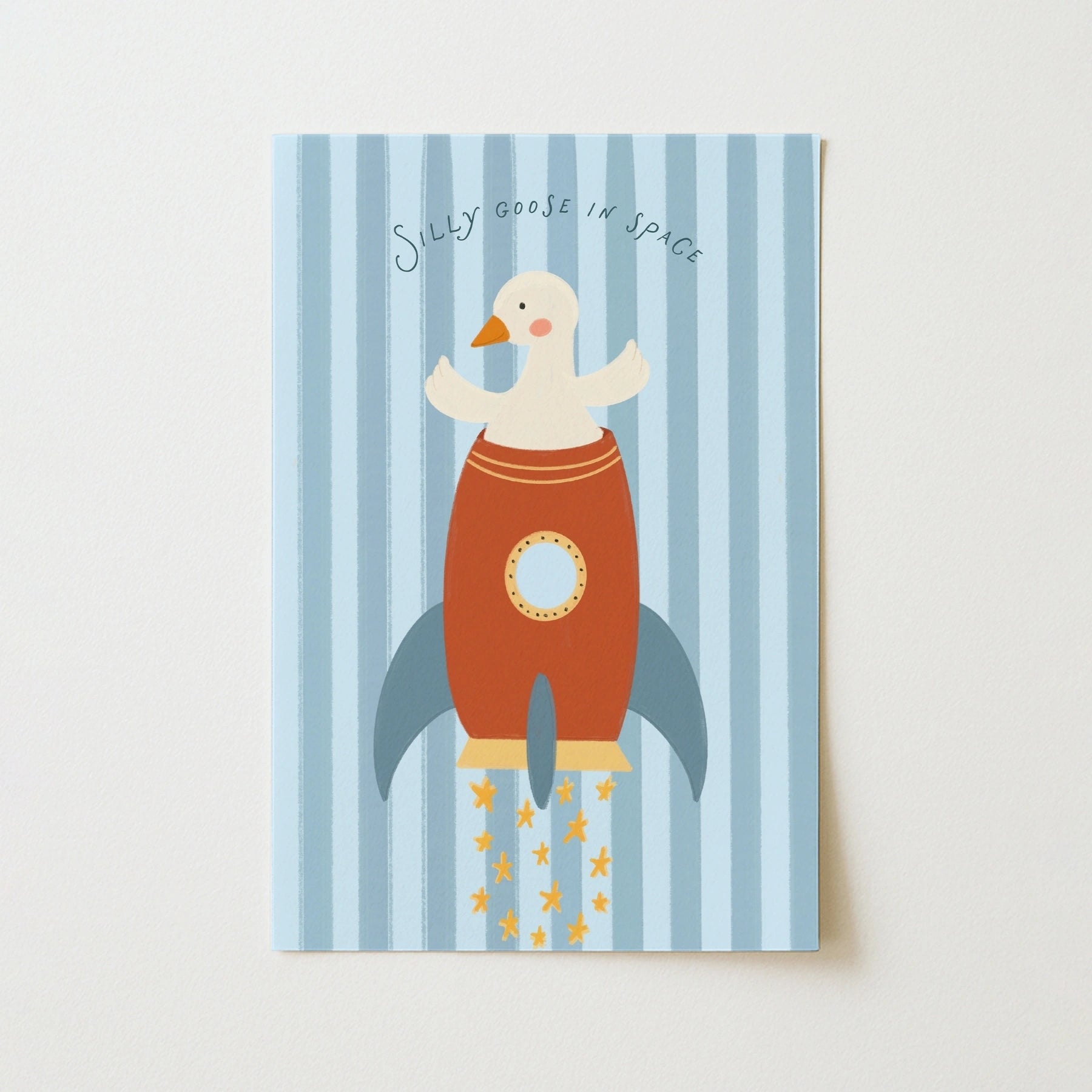 Arte da parete per bambini di Oca buffa nello spazio