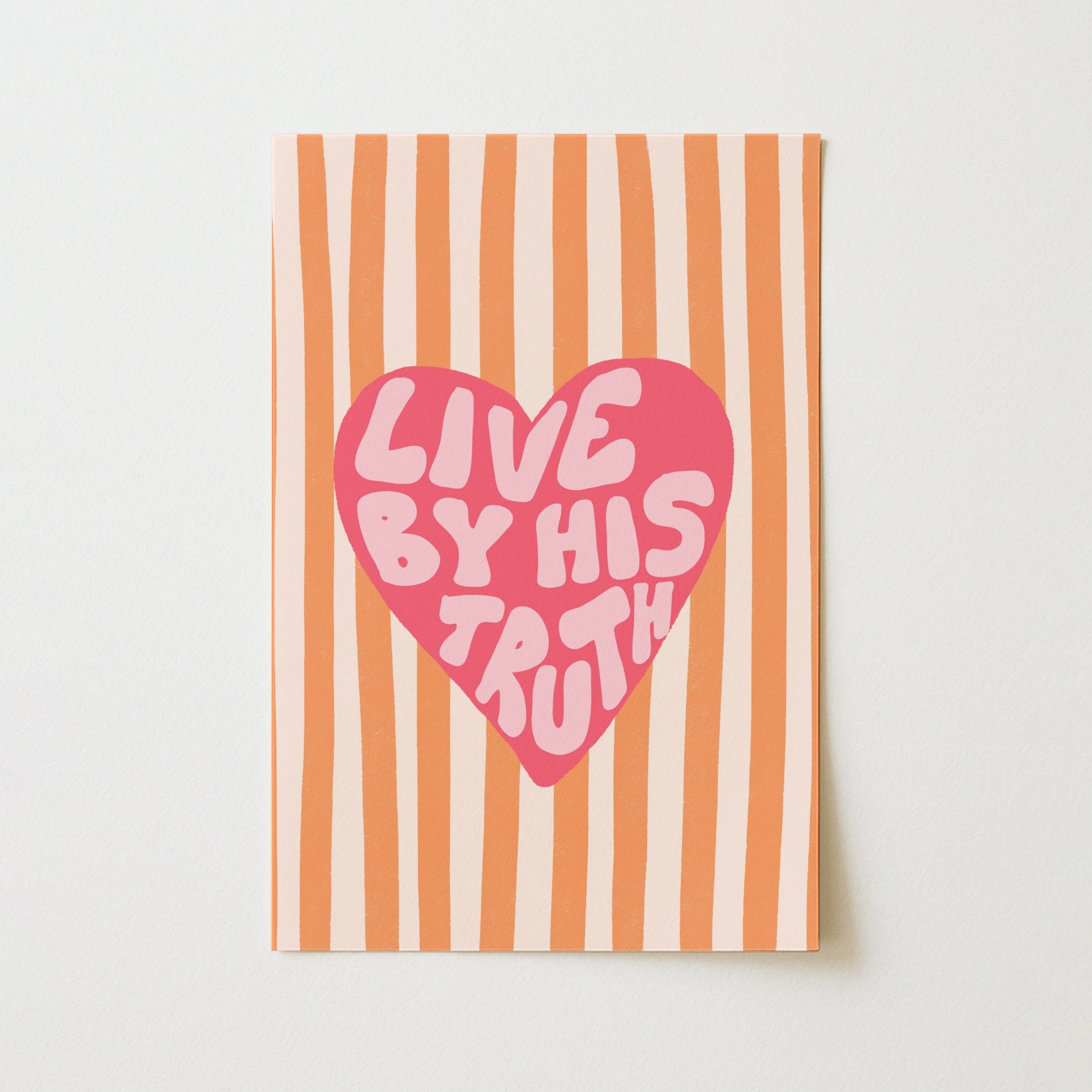Live by His Truth Print – Christian Heart Wall Art, Christian Wall Decor