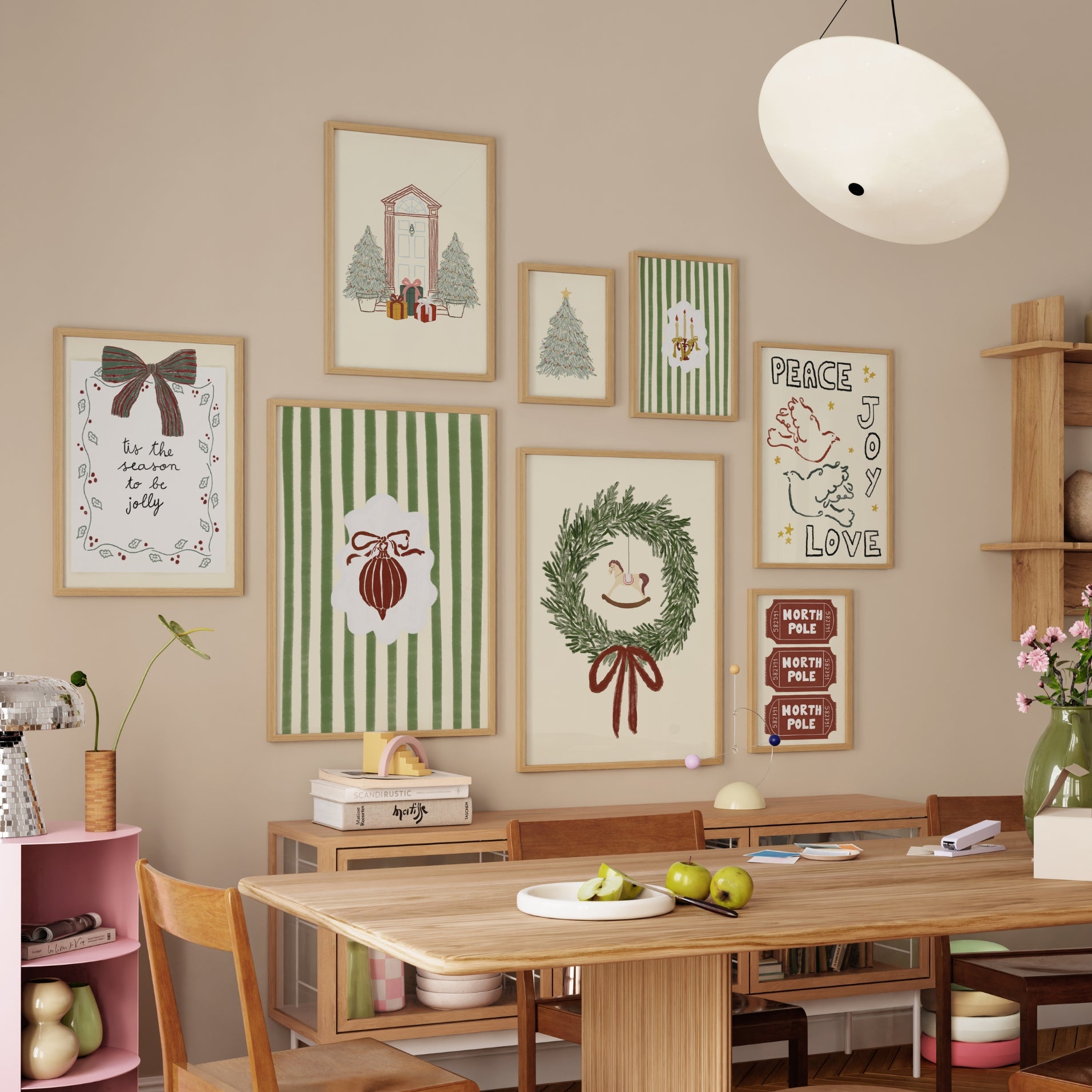 Set di 17 stampe vintage disegnate a mano per le vacanze