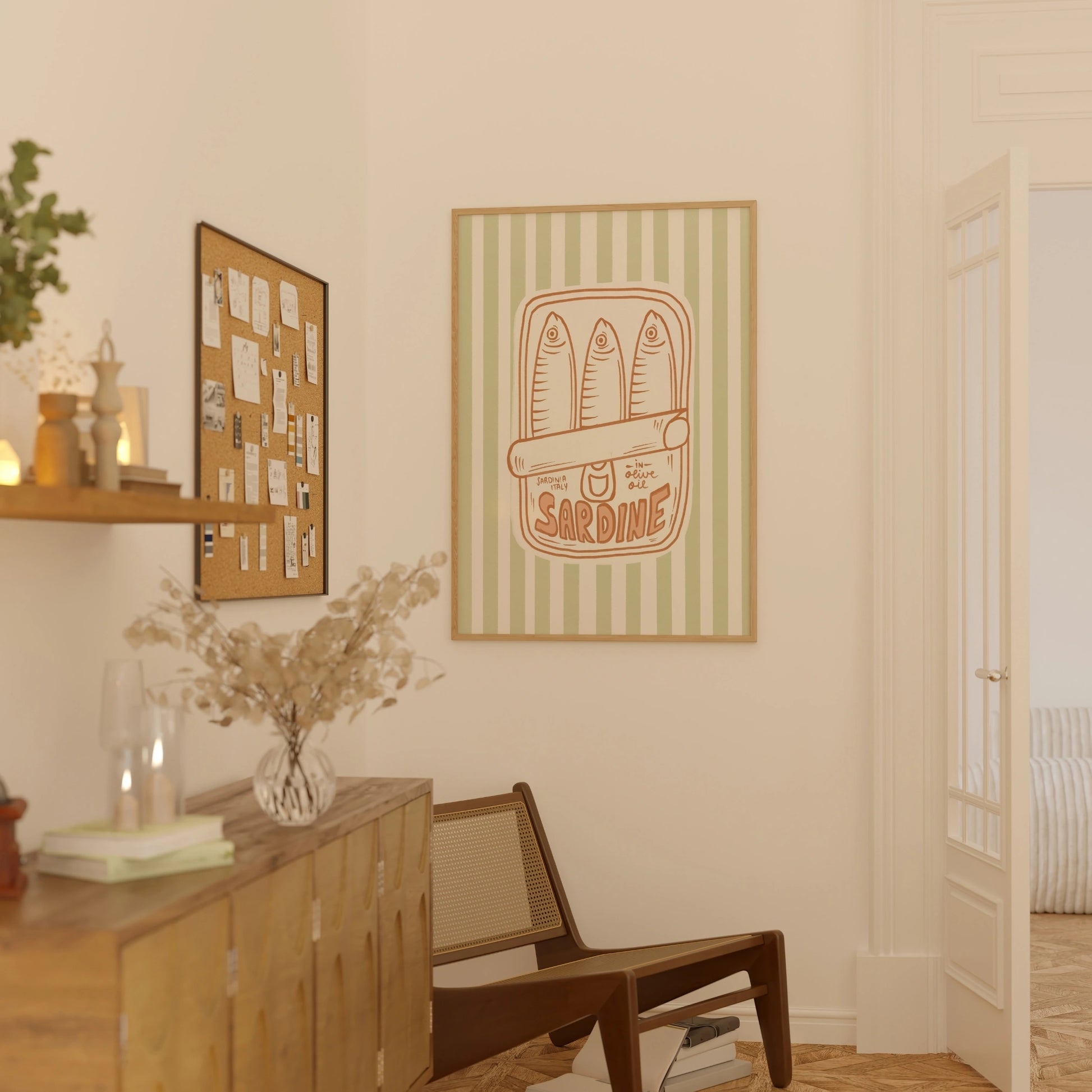 Decorazione murale per la tavola da pranzo italiana – Stampa di pasta, vino e cucina