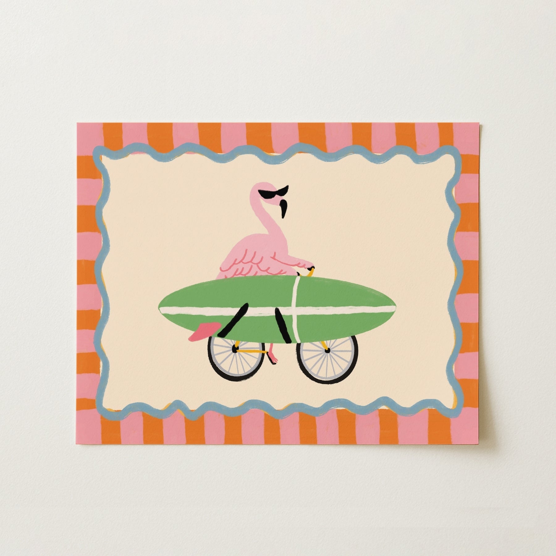 Stampa artistica da parete Flamingo Surf