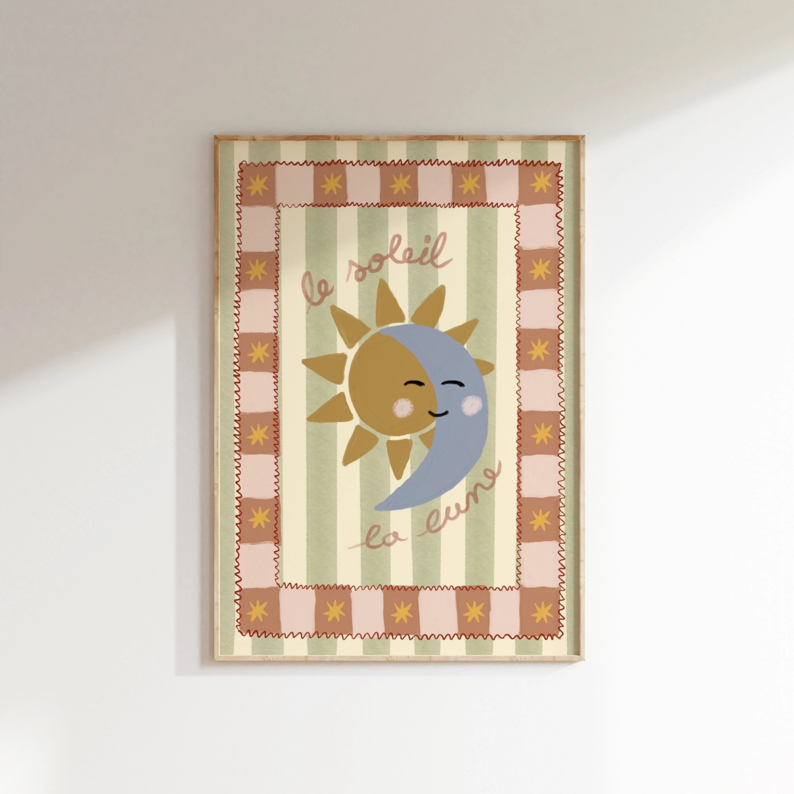 Le Soleil La Lune Nursery Print, Vintage Nursery Decor