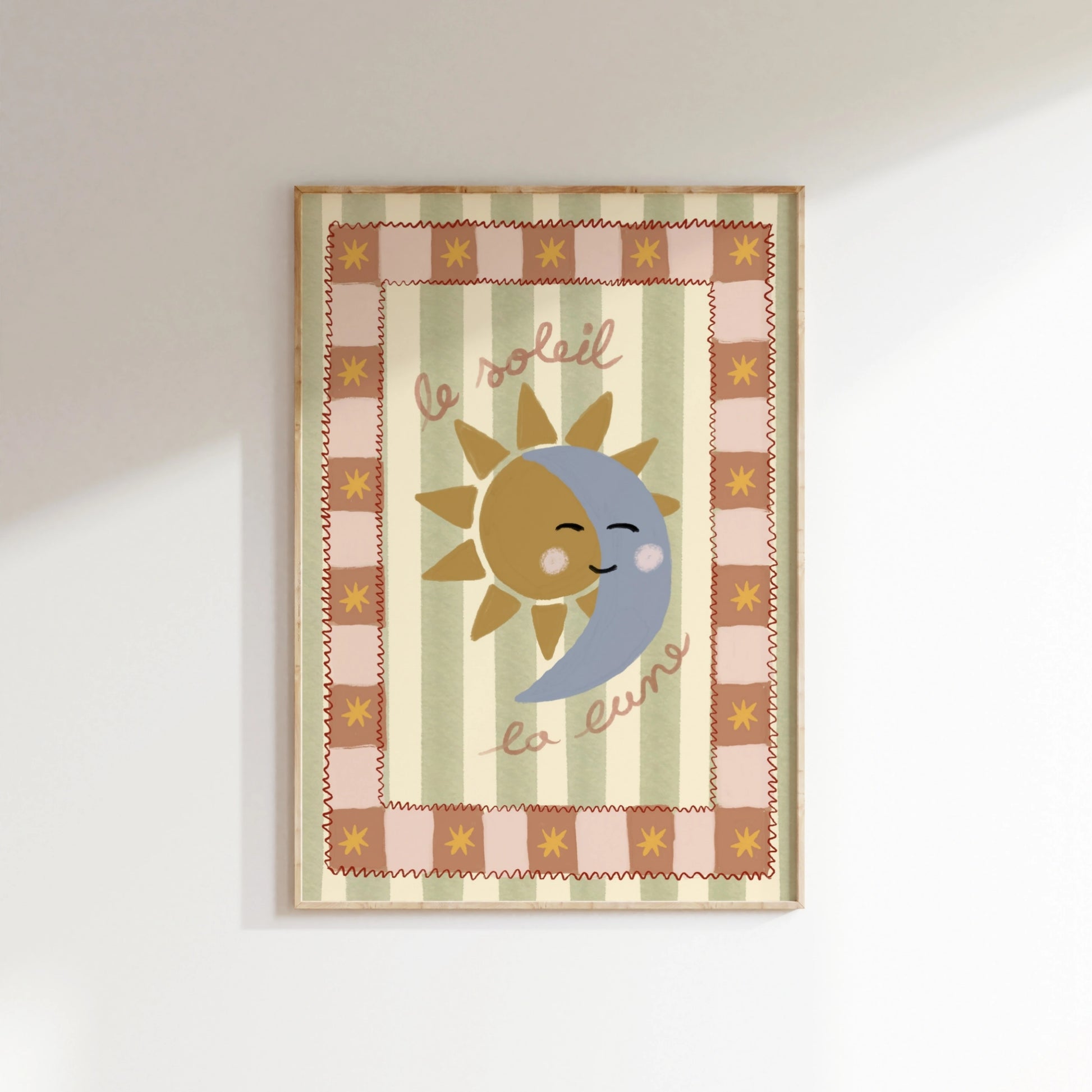 Le Soleil La Lune Nursery Print, Vintage Nursery Decor