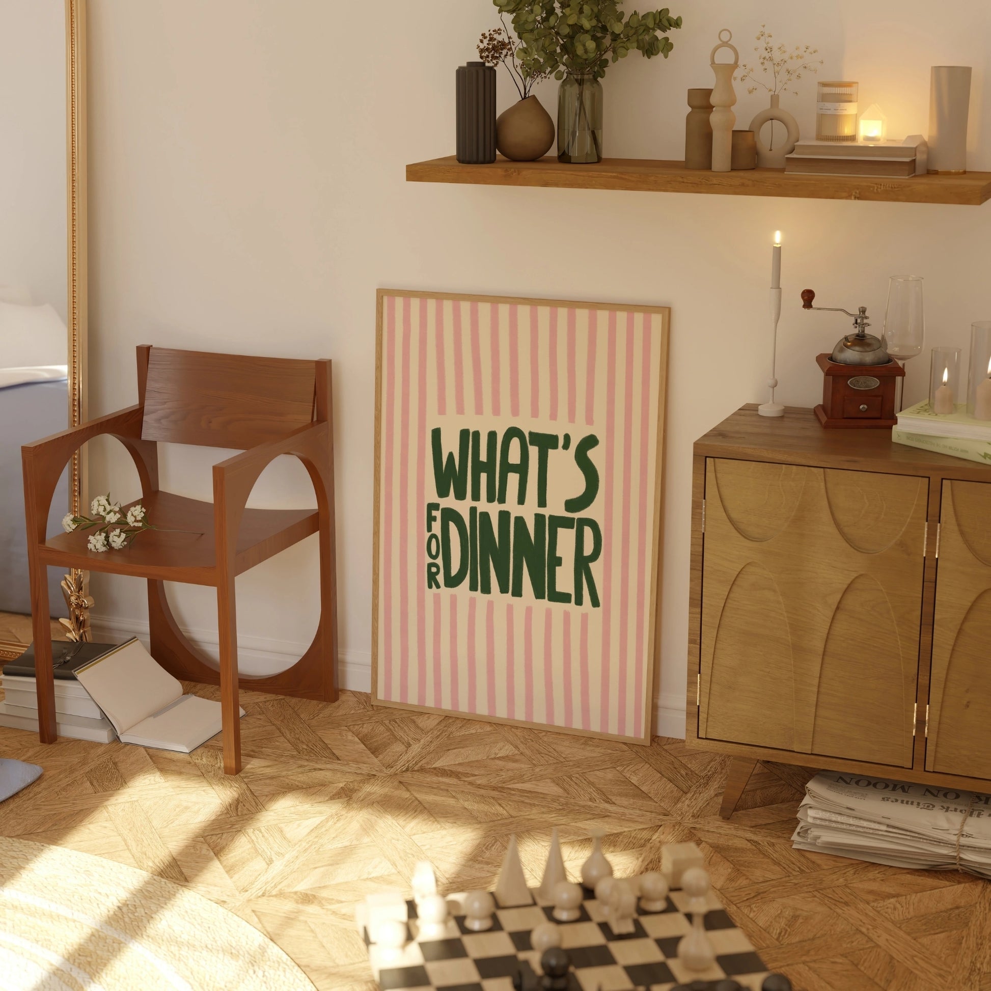 Decorazione murale per la tavola da pranzo italiana – Stampa di pasta, vino e cucina