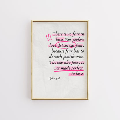 Perfect Love Print – 1 John 4:18 Bible Verse Wall Art