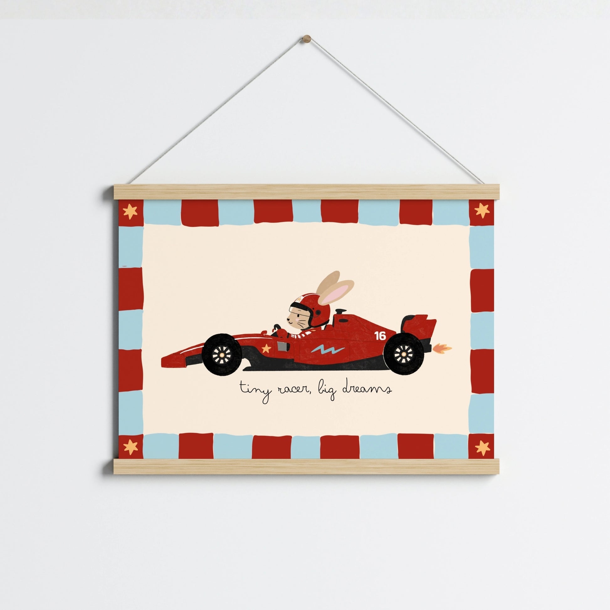 Race Car Bunny Nursery Print