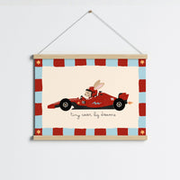 Race Car Bunny Nursery Print