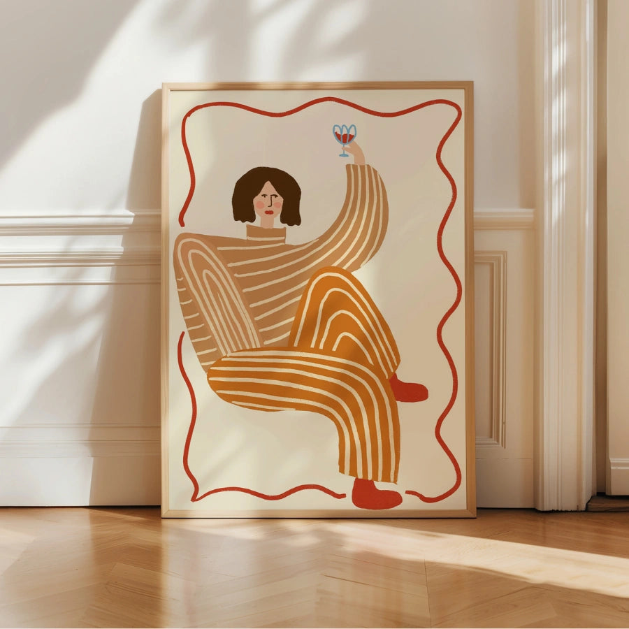 Cheers Moment Boho Wall Art – Playful Lounge Scene