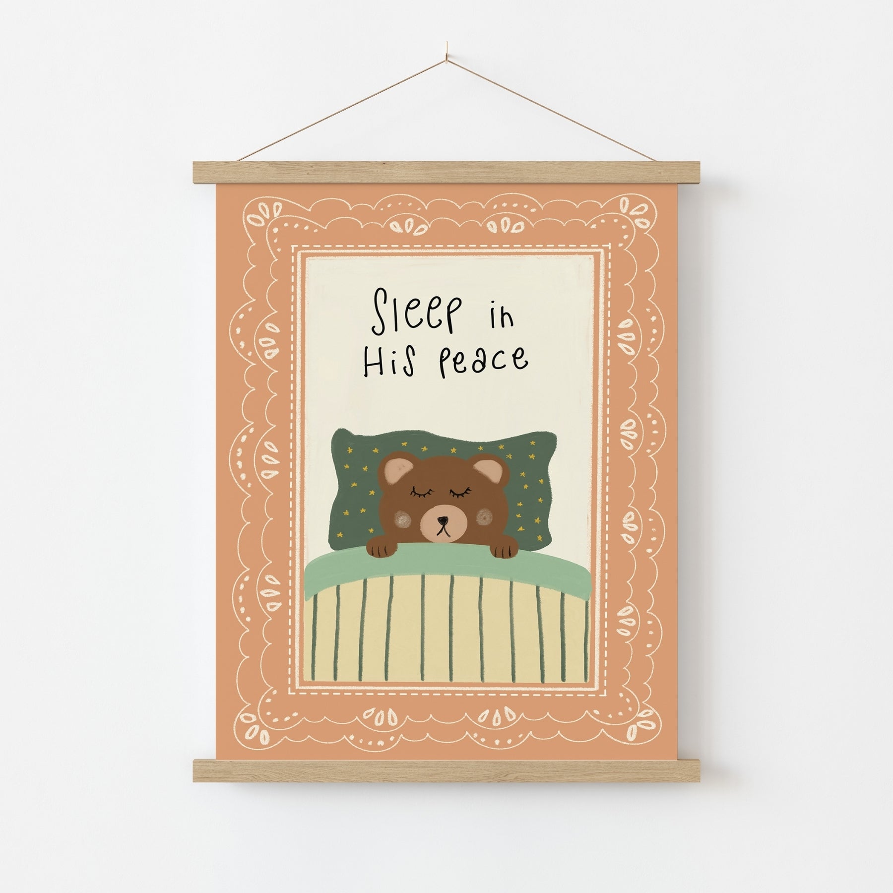 Sleep in His Peace Nursery Wall Art, Christian Nursery Decor