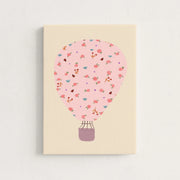 Pink Floral Hot Air Balloon – Nursery & Kids Canvas Wall Art