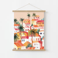Tropical Village Wall Art – Colorful House Print