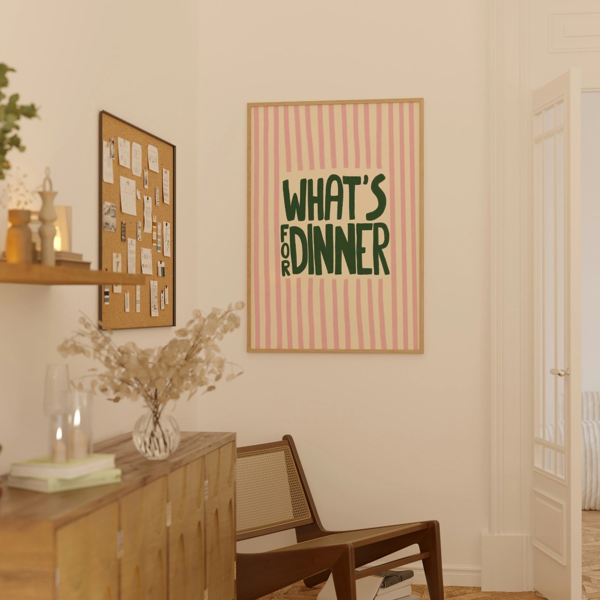 Decorazione murale per la tavola da pranzo italiana – Stampa di pasta, vino e cucina