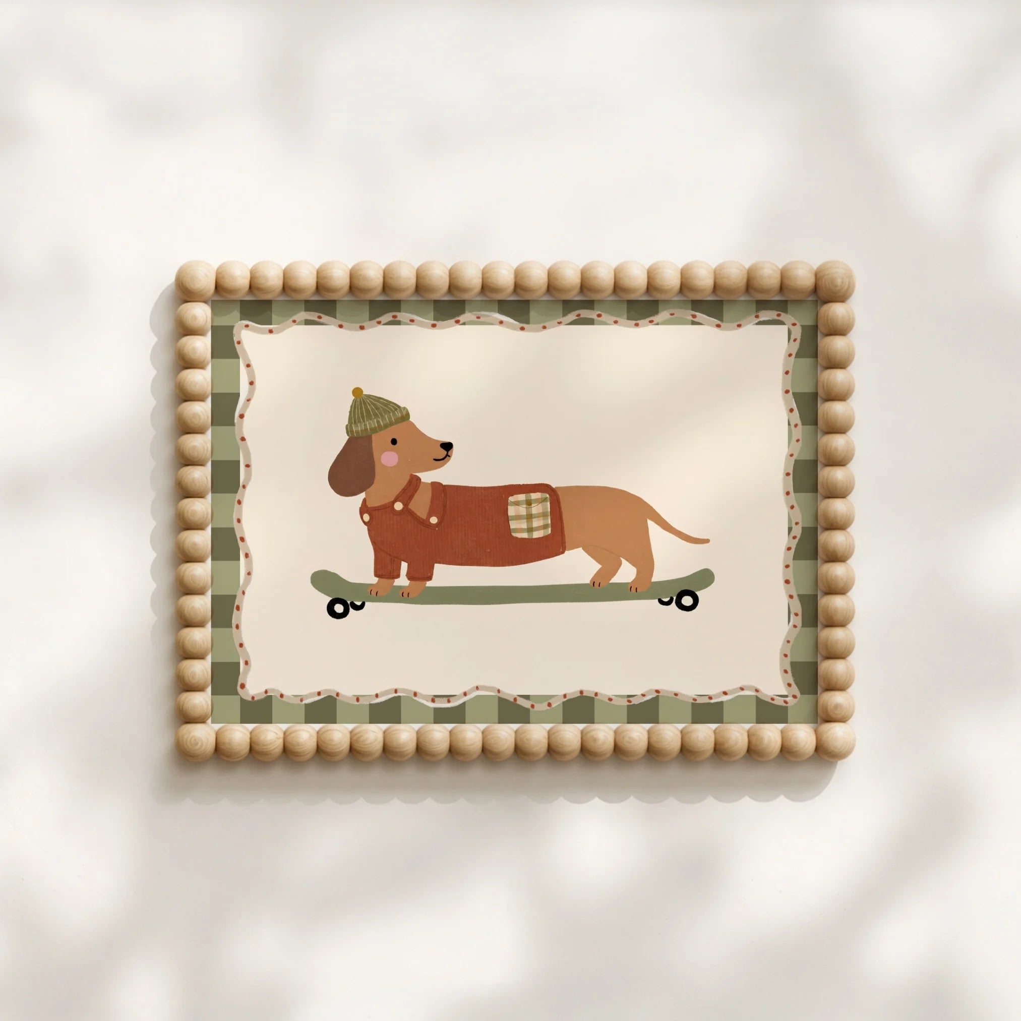 Dachshund on Skateboard with Hat – Nursery & Kids Wall Art