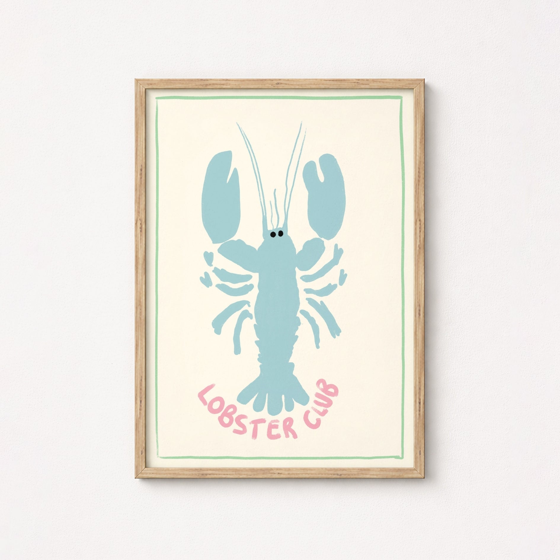 Lobster Club Wall Art - Preppy Coastal Lobster Print