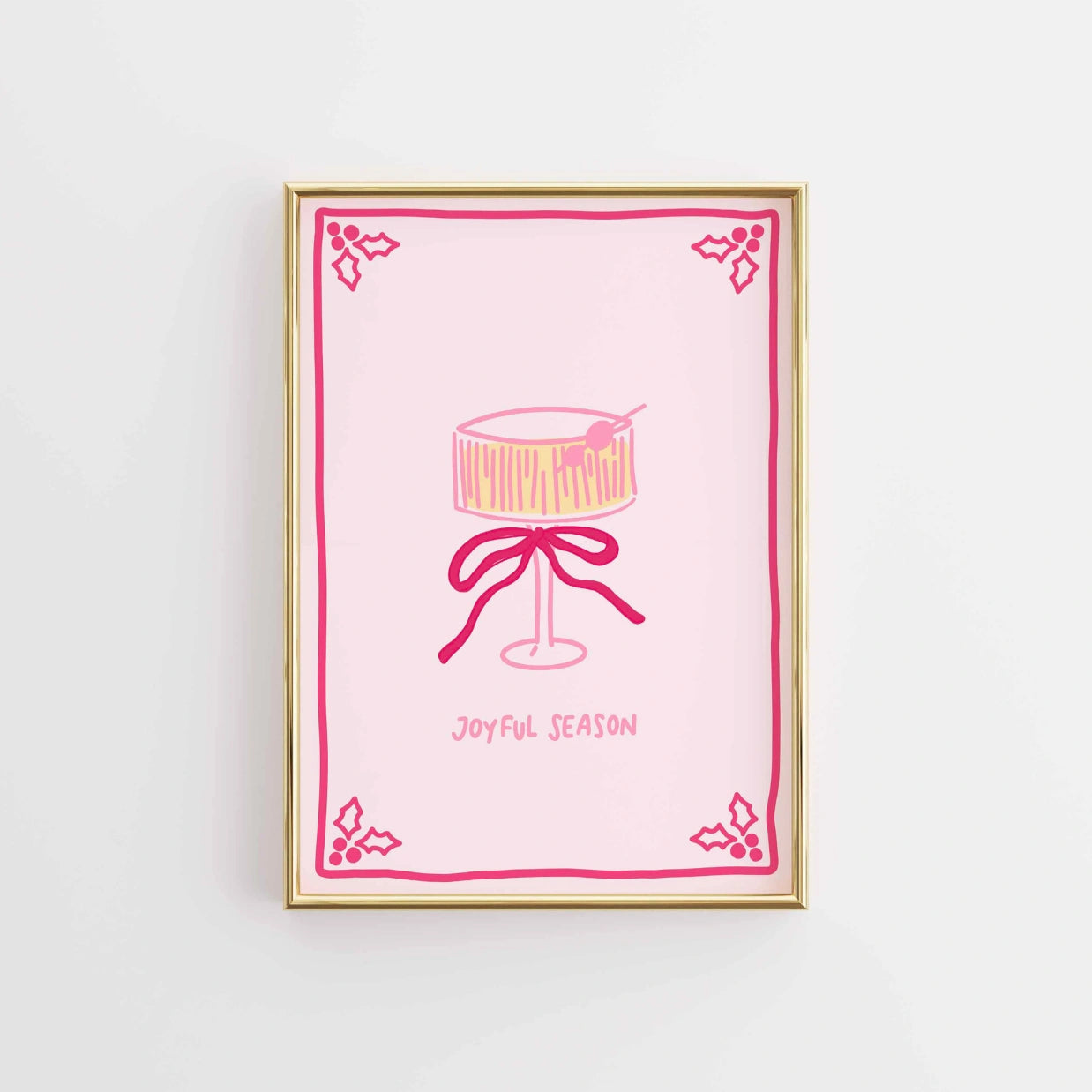 Retro Pink Holiday Cocktail Print