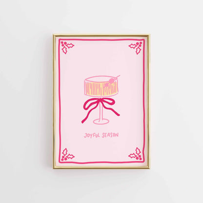 Retro Pink Holiday Cocktail Print