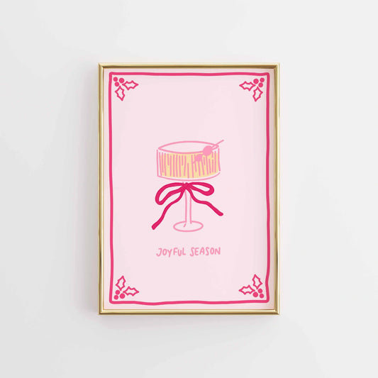 Retro Pink Holiday Cocktail Print