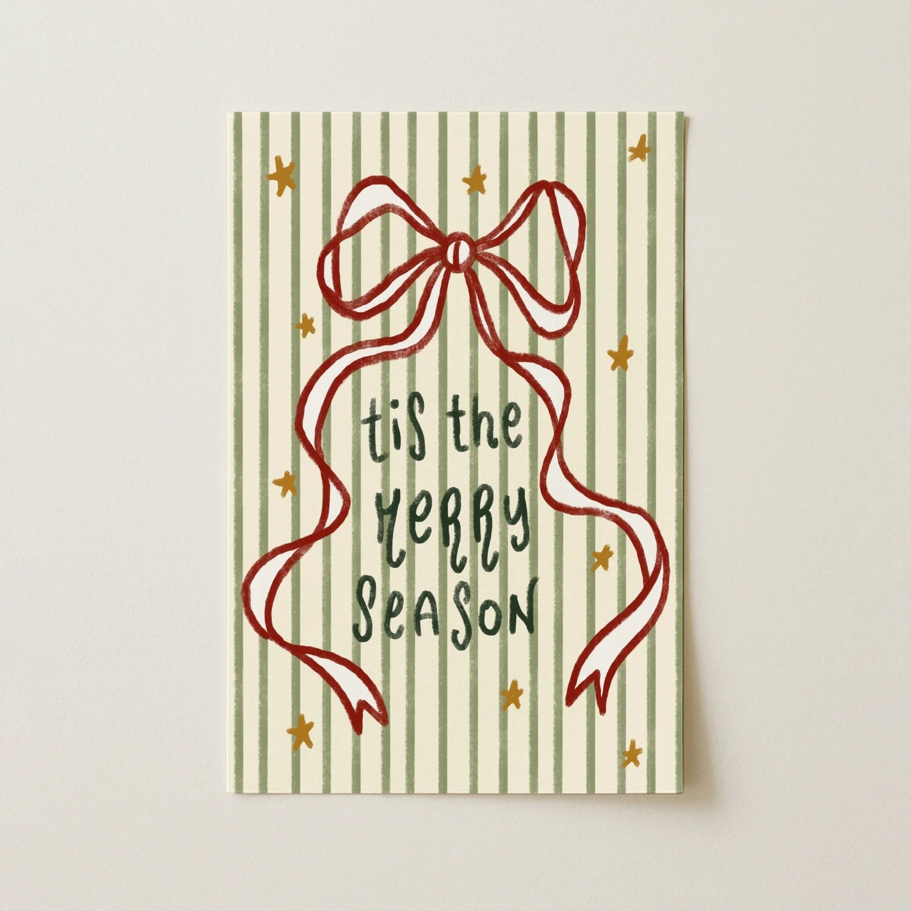 Tis the Merry Season with Striped Bow – Póster de Navidad