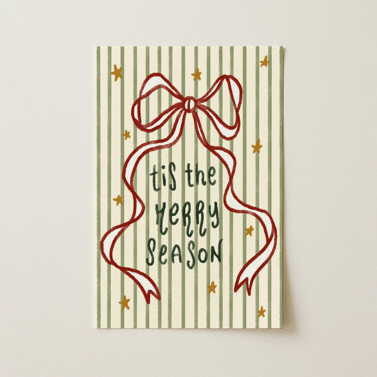 Tis the Merry Season with Striped Bow – Póster de Navidad