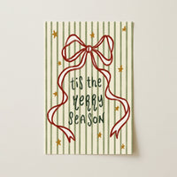 Tis the Merry Season with Striped Bow – Póster de Navidad