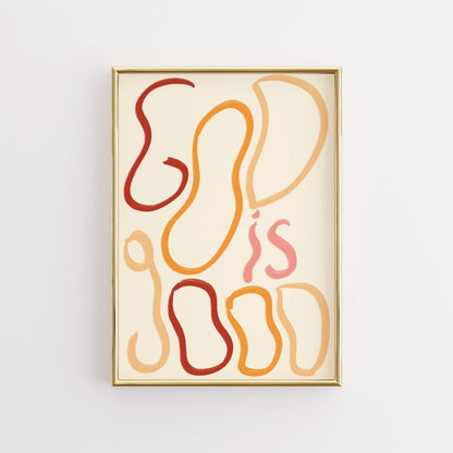God Is Good Christian Wall Art – Abstract Bible Quote Print
